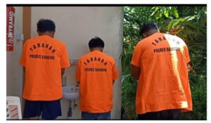 Ketiga Tersangka yang diamankan Polres Sangihe.