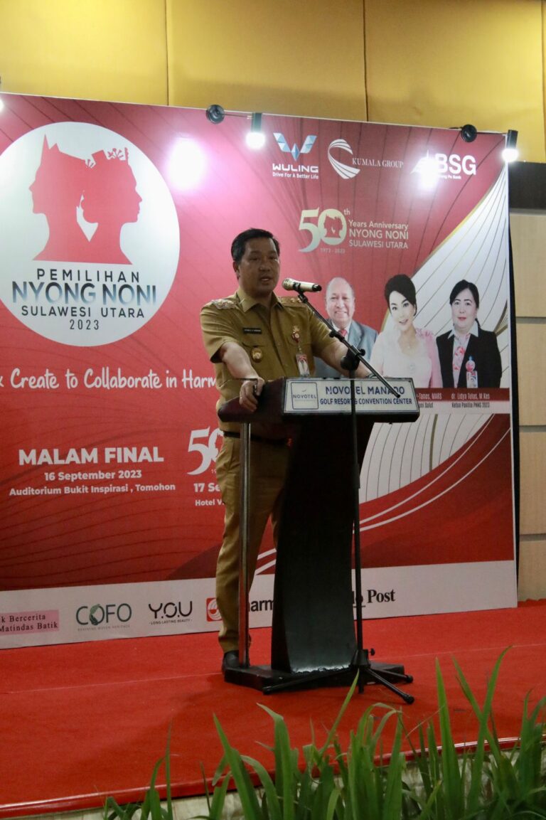 Wagub Kandow Motivasi Finalis Nyong Noni Sulut 2023 Wakil Gubernur Provinsi Sulut, Steven Kandouw membuka pemilihan Nyong dan Noni Sulut Tahun 2023, Sabtu (16/09/2023) malam.(foto:ist)