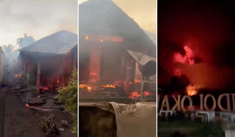 Ruang Kembali Meraung Lebih Dasyat, Ketakutan Rambah Seluruh Tagulandang, Sejumlah Rumah Dilahap Lava Pijar